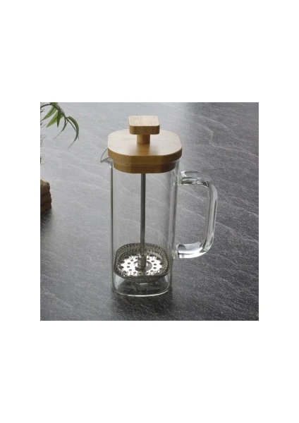 Noura Natural French Press Kare Bambu Kapaklı