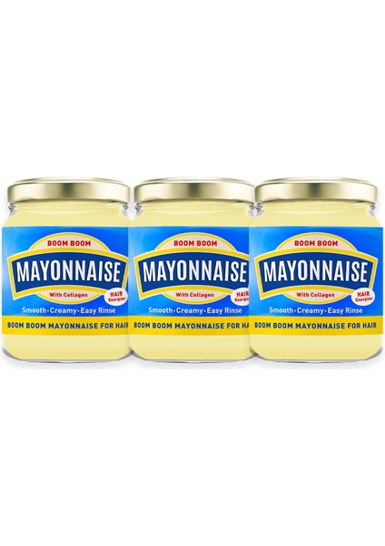 Boom Boom Mayonez Saç Maskesi Kolajenle Zenginleştirilmiş 3'lü Set