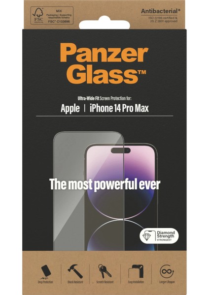 Panzerglass™ Apple iPhone 14 Pro Max Uwf Antibakteriyel Ekran Koruyucu