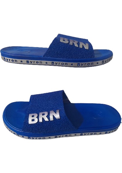 Brn B050-10 Unisex Lacivert Beyaz Kaymaz Taban Deniz Plaj Havuz Günlük Yürüyüş Terlik