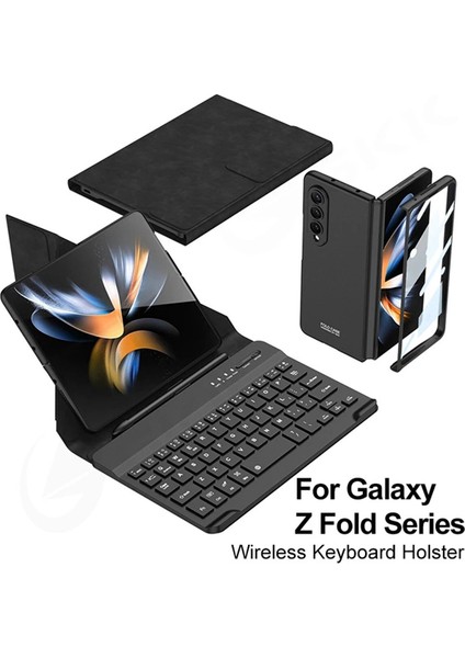 Galaxy Z Fold 4 Kılıf Standlı Bluetooth Klavyeli Kıpta Keyboard Set Kılıf