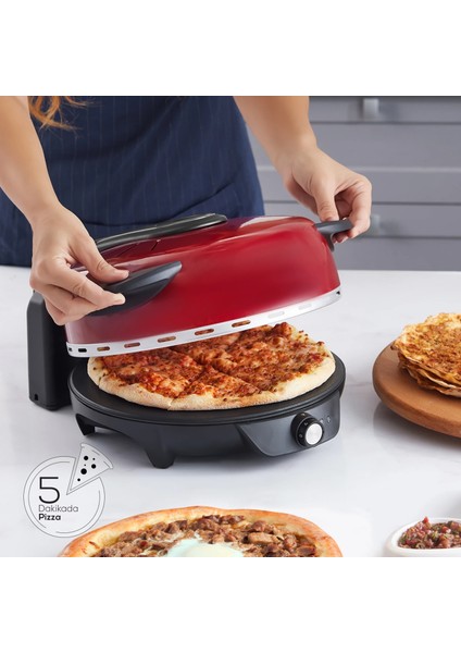 Gastro 10 in 1 Pizza Lahmacun ve Tandır Ekmeği Makinesi Biodiamond Imperaial Red