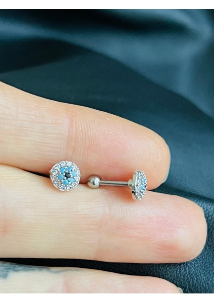 Çelik Nazar Gözlü Kıkırdak Helix Tragus PIERCING(1ADET)
