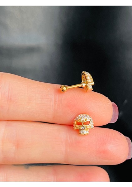 Çelik Kurukafa Tragus Helix PIERCING(1ADET)