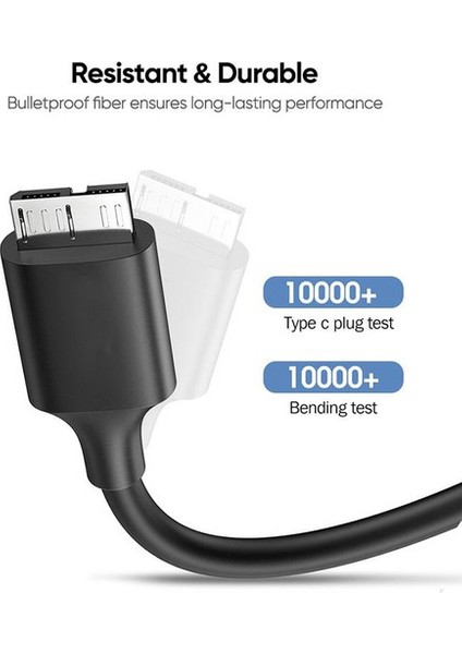 20103 USB Type-C To Micro B 3.1  HDD Harici Harddisk Kablosu Çevirici Dönüştürücü Şarj Cihazı Aktarıcı Kablo