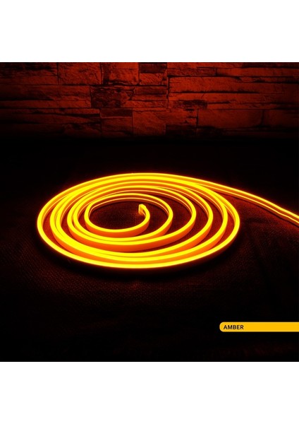 LED Neon Hortum Amber Işık 5 Metre 12V 10W/MT