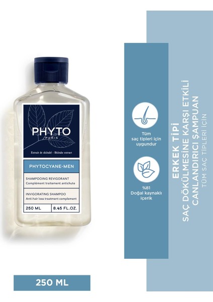 Phytocyane Men Invigorating Shampoo Erkek Tipi Canlandırıcı Şampuan 250ml