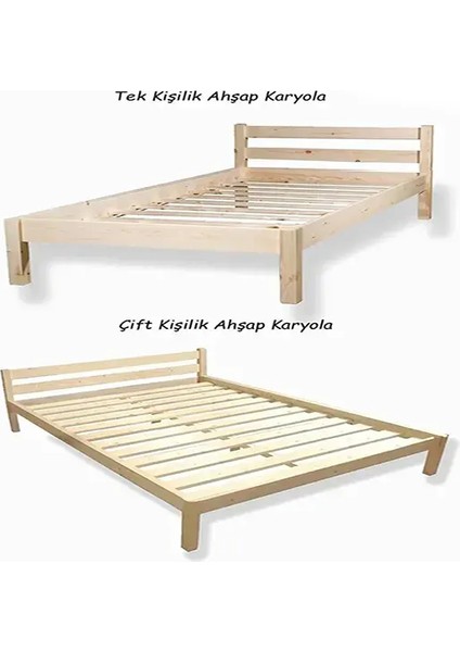 Palet Yatak Doğal Ahşap Başlıklı Karyola