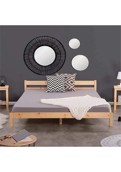 Palet Yatak Doğal Ahşap Başlıklı Karyola
