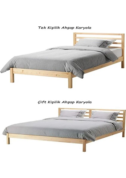Palet Yatak Doğal Ahşap Başlıklı Karyola