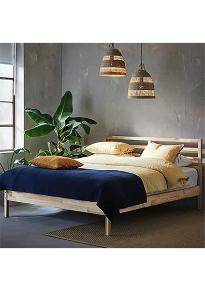 Palet Yatak Doğal Ahşap Başlıklı Karyola