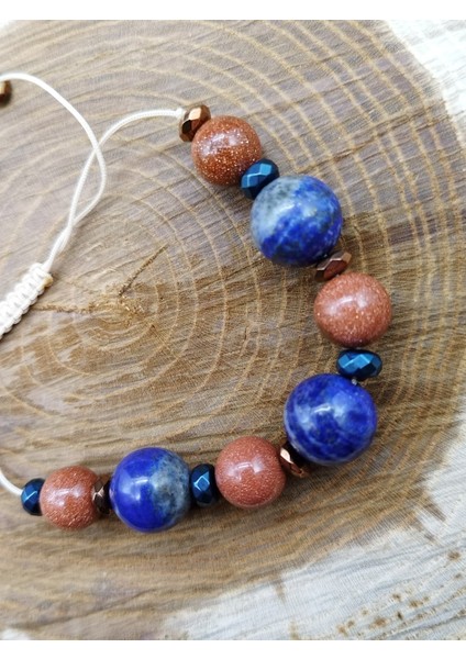 Mavi Doğal Taş Lapis Lazuli Parlak Yıldız Taşı Makrome Doğal Taş Bileklik modelleri