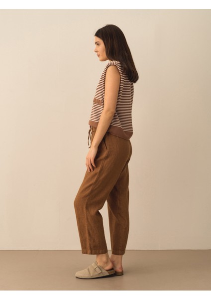 %100 Keten Regular Fit Pantolon