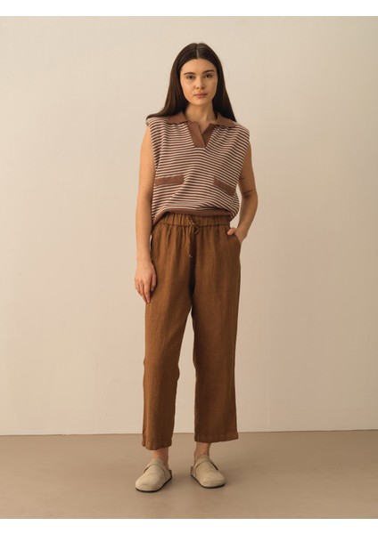 %100 Keten Regular Fit Pantolon