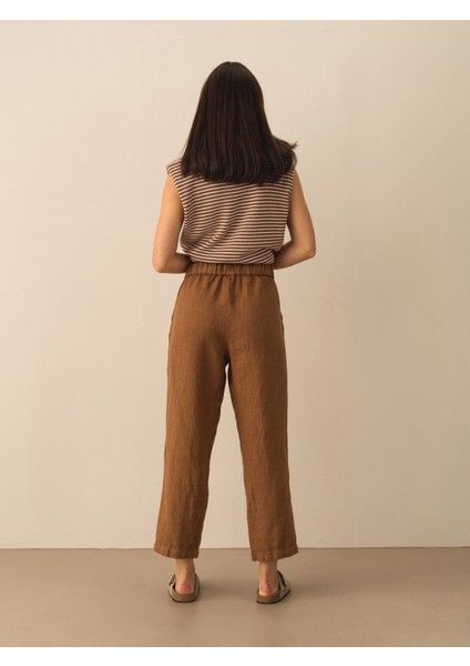 %100 Keten Regular Fit Pantolon