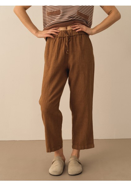 %100 Keten Regular Fit Pantolon