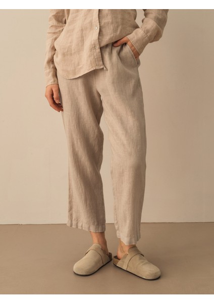 %100 Keten Regular Fit Pantolon