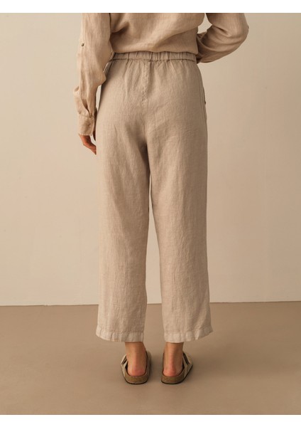 %100 Keten Regular Fit Pantolon