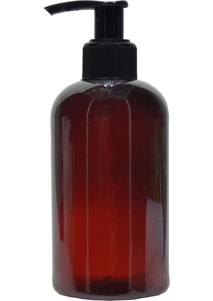 Cam Görünümlü Plastik Amber Şişe Sabunluk Pompalı 250ml