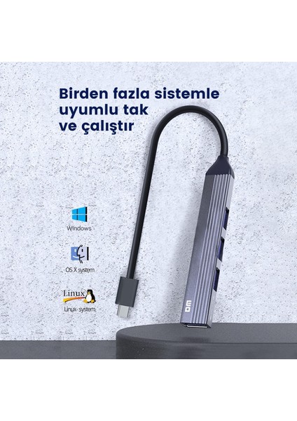 Dm CHB057 USB Type-C To 4 Portlu 3*usb 2.0 1*usb 3.0 Hub Çoklayıcı 1 Metre