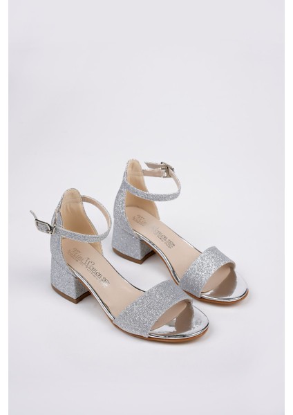 Topuklu Tek Bant Arka Kapalı Gümüş Kız Çocuk Sandalet fiyatları