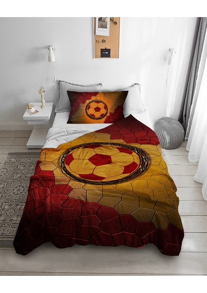 Taraftar Futbol Desenli Tek Kişilik Pike ( Yastık Kılıflı )