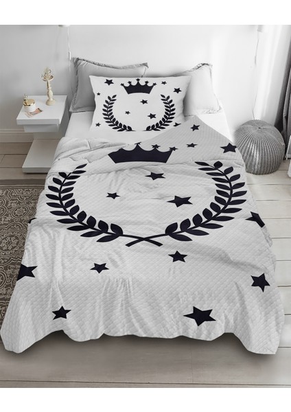 Taç Yıldız Desenli Tek Kişilik Pike ( Yastık Kılıflı )