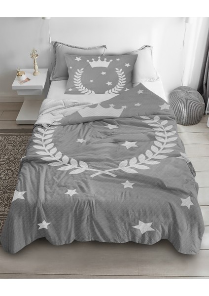 Taç Yıldız Desenli Tek Kişilik Pike ( Yastık Kılıflı )