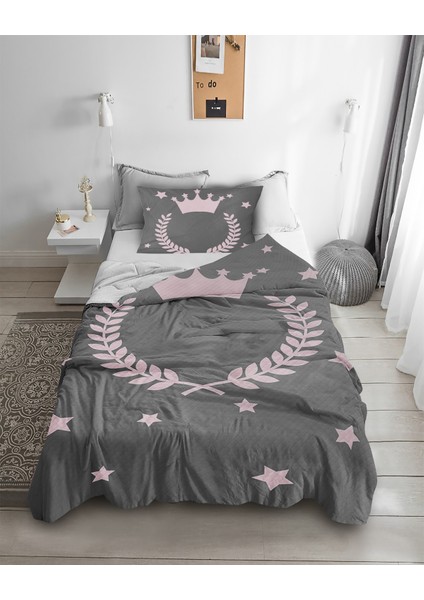 Taç Yıldız Desenli Tek Kişilik Pike ( Yastık Kılıflı )