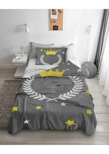 Taç Yıldız Desenli Tek Kişilik Pike ( Yastık Kılıflı )