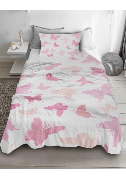 Kelebek Desenli Tek Kişilik Pike ( Yastık Kılıflı )