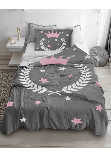 Taç Yıldız Desenli Tek Kişilik Pike ( Yastık Kılıflı )