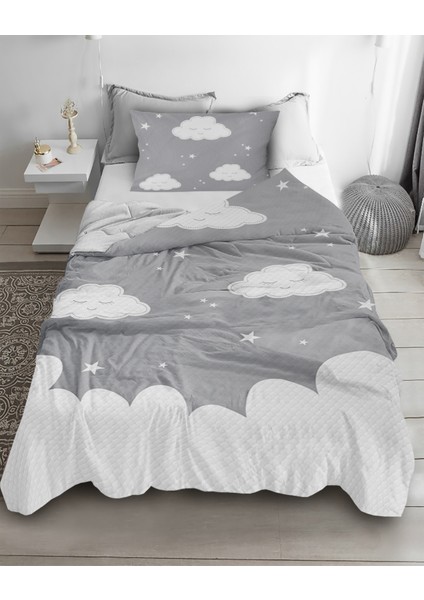 Sevimli Balon Desenli Tek Kişilik Pike ( Yastık Kılıflı )