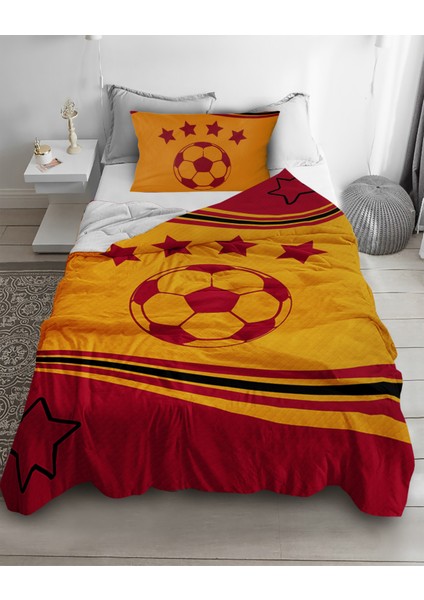 Taraftar Futbol Desenli Tek Kişilik Pike ( Yastık Kılıflı )