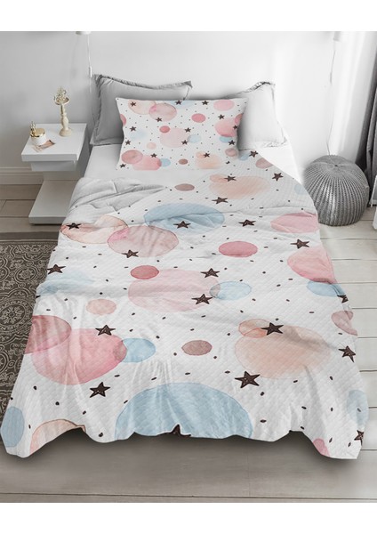 Puantiye Desenli Tek Kişilik Pike ( Yastık Kılıflı )