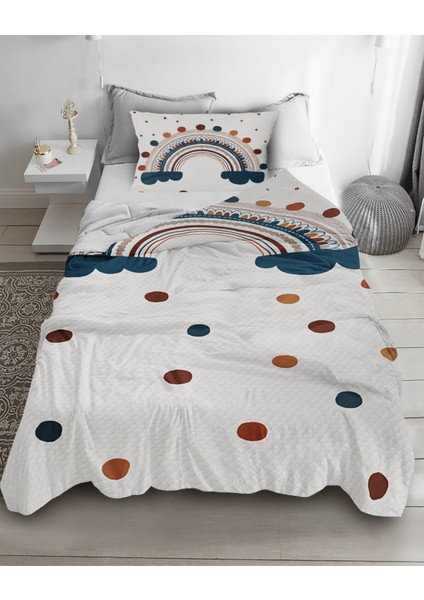 Gökkuşağı Desenli Tek Kişilik Pike ( Yastık Kılıflı )