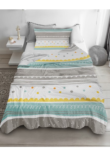 Puantiye Desenli Tek Kişilik Pike ( Yastık Kılıflı )