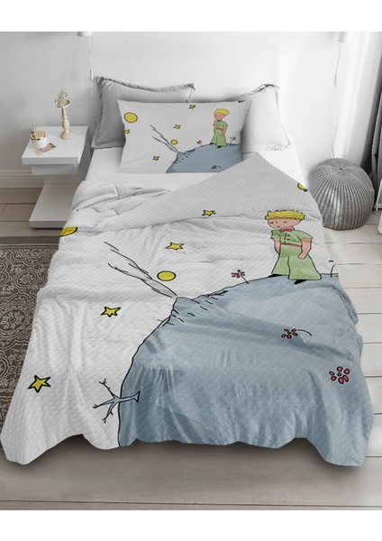 Küçük Prens Desenli Tek Kişilik Pike ( Yastık Kılıflı )