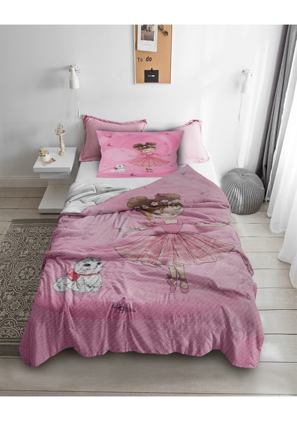 Prenses Peri Desenli Tek Kişilik Pike ( Yastık Kılıflı )
