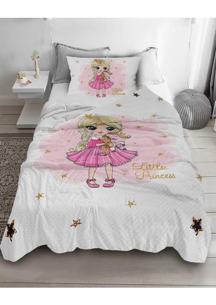 Prenses Peri Desenli Tek Kişilik Pike ( Yastık Kılıflı )