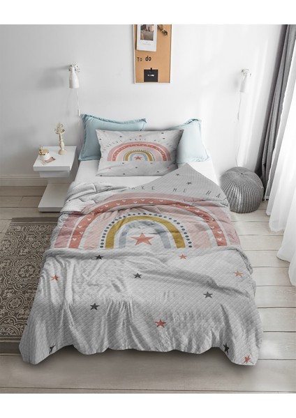 Gökkuşağı Desenli Tek Kişilik Pike ( Yastık Kılıflı )