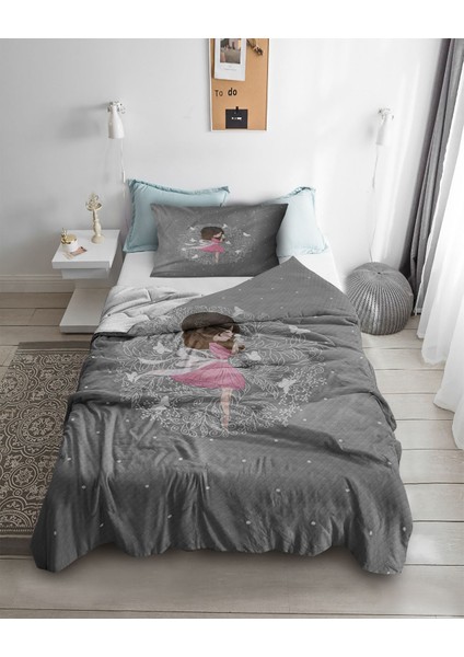 Prenses Peri Desenli Tek Kişilik Pike ( Yastık Kılıflı )