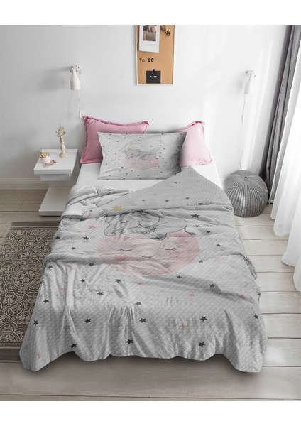 Prenses Peri Desenli Tek Kişilik Pike ( Yastık Kılıflı )