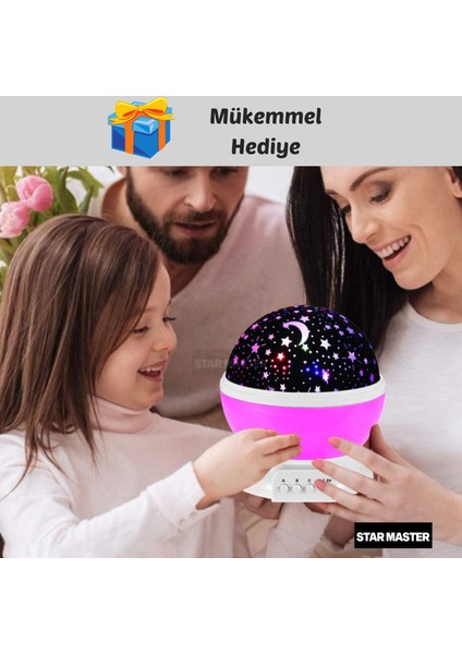 Star Master Dönen Projeksiyon Işıklı LED Yıldızlar Gece Lambası