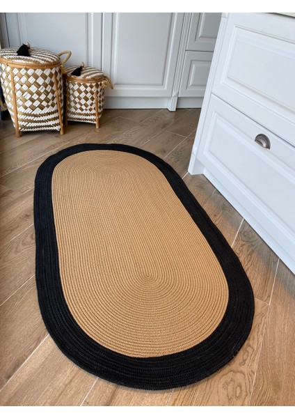 Milda 98 Jüt Hasırlı Çift Taraflı Örgü Kilim Oval