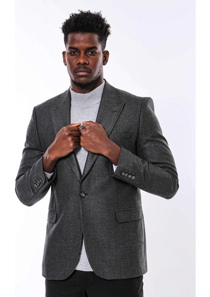 Kendinden Desenli Füme Slim Fit Ceket fiyatları