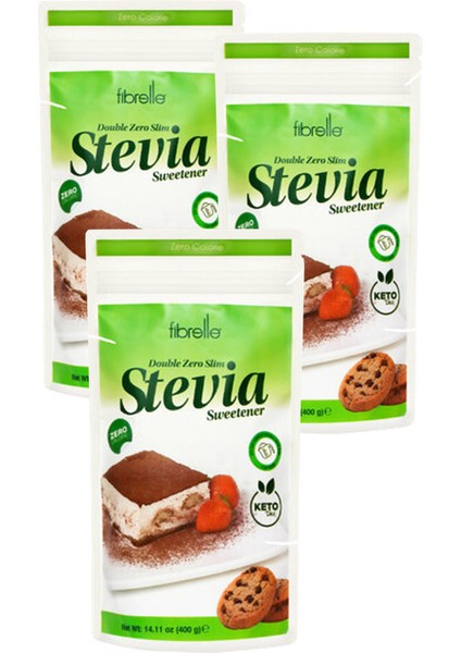3 Adet Fibrelle Double Zero Slim Stevia Sweetener 400 gr Sıfır Kalori