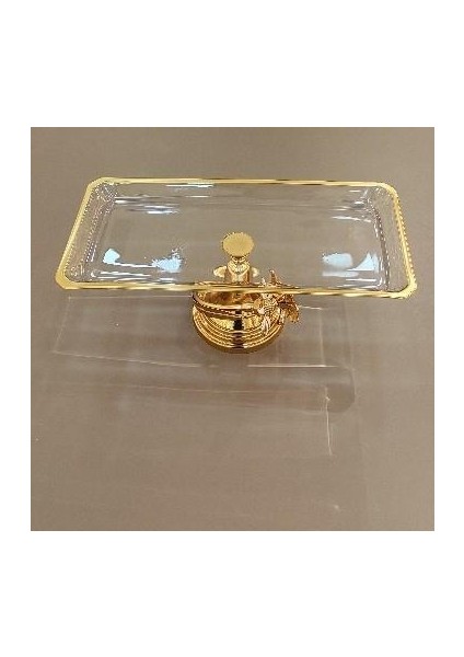 Beyaz Papatya Sarmaşık Dikdörtgen Sunum Altın