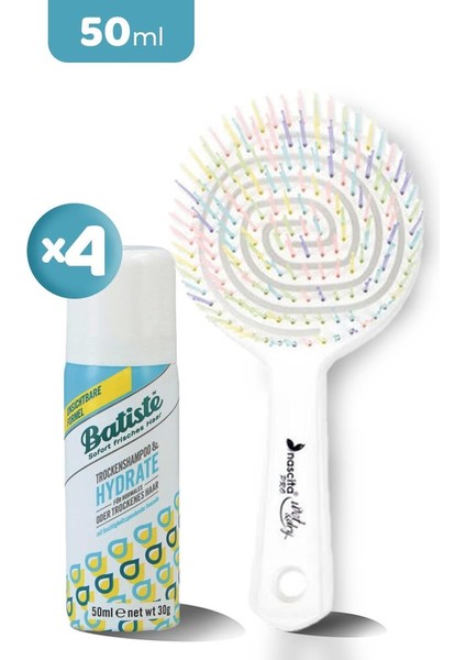 Üç Boyutlu Saç Fırçası Beyaz ve Batiste Kuru Şampuan x 4