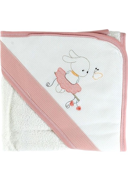 Mojo Kız Bebek Tavşanlı Banyo Havlusu 9871 Pudra